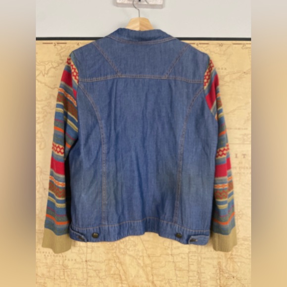 NORM THOMPSON WOMEN DENIM JACKET With Sweater Sleeves SUPER CUTE SIZE M - Picture 6 of 9